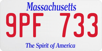 MA license plate 9PF733
