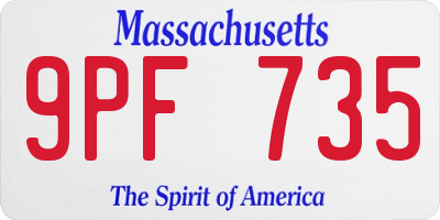 MA license plate 9PF735