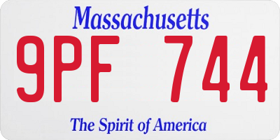 MA license plate 9PF744
