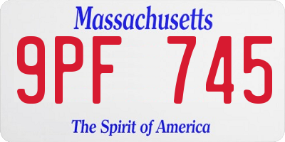 MA license plate 9PF745