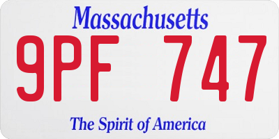 MA license plate 9PF747