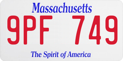 MA license plate 9PF749