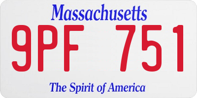 MA license plate 9PF751