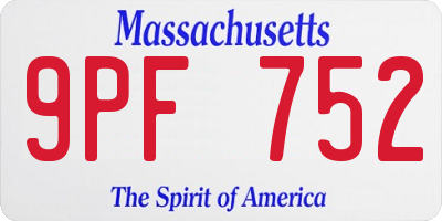 MA license plate 9PF752