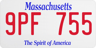 MA license plate 9PF755