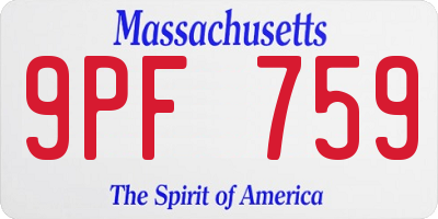 MA license plate 9PF759