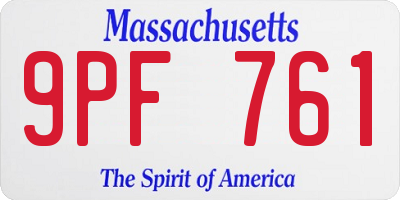 MA license plate 9PF761