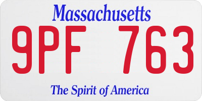 MA license plate 9PF763