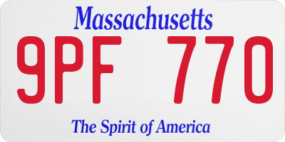 MA license plate 9PF770