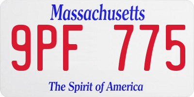 MA license plate 9PF775