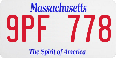 MA license plate 9PF778