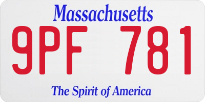 MA license plate 9PF781