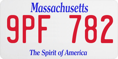 MA license plate 9PF782