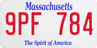 MA license plate 9PF784