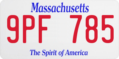 MA license plate 9PF785