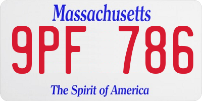 MA license plate 9PF786