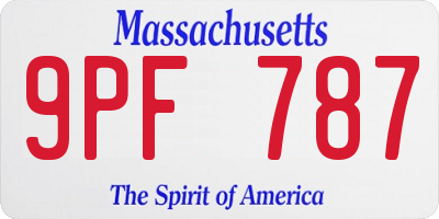 MA license plate 9PF787