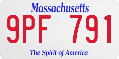 MA license plate 9PF791