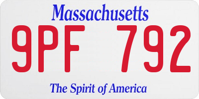 MA license plate 9PF792
