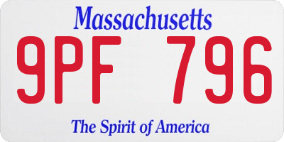 MA license plate 9PF796
