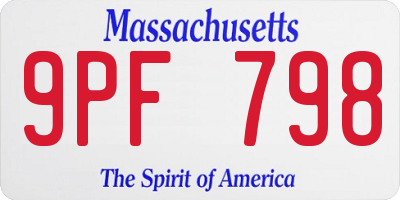 MA license plate 9PF798