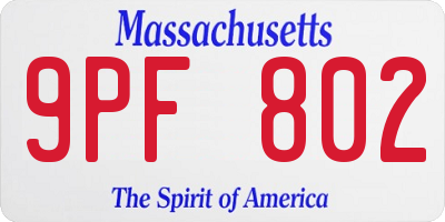 MA license plate 9PF802