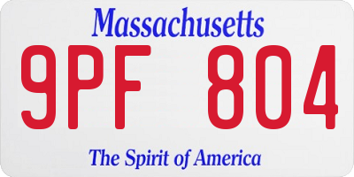 MA license plate 9PF804