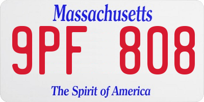 MA license plate 9PF808