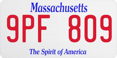 MA license plate 9PF809