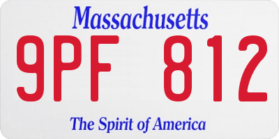MA license plate 9PF812