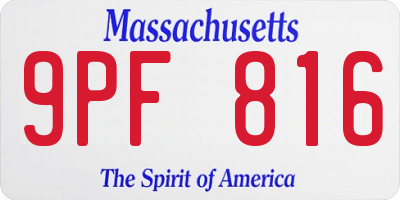 MA license plate 9PF816
