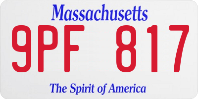 MA license plate 9PF817
