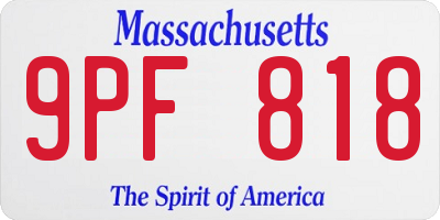 MA license plate 9PF818