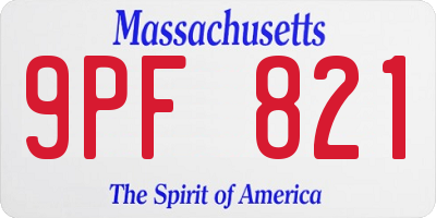 MA license plate 9PF821