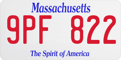 MA license plate 9PF822