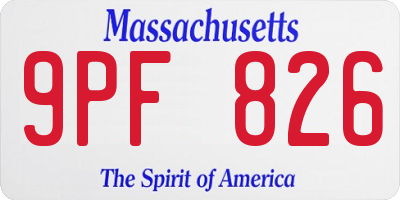 MA license plate 9PF826