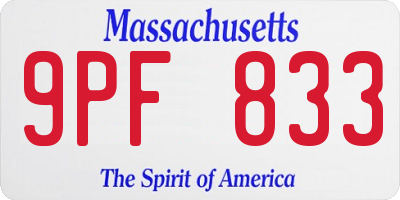 MA license plate 9PF833