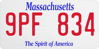 MA license plate 9PF834