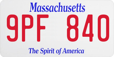 MA license plate 9PF840