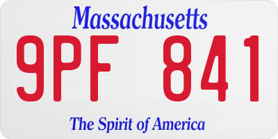 MA license plate 9PF841