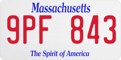 MA license plate 9PF843