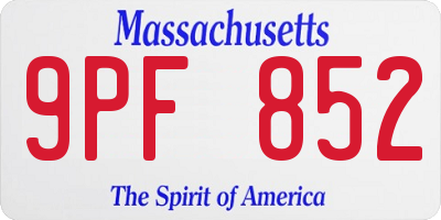 MA license plate 9PF852