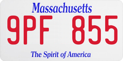 MA license plate 9PF855