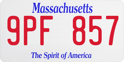 MA license plate 9PF857