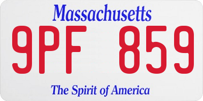 MA license plate 9PF859