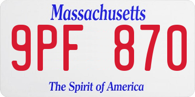MA license plate 9PF870