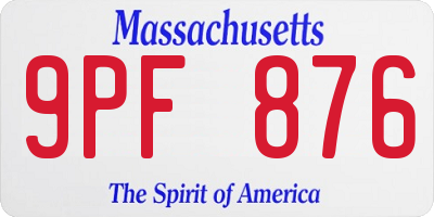 MA license plate 9PF876