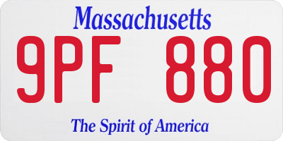 MA license plate 9PF880