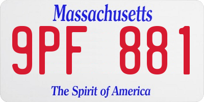 MA license plate 9PF881