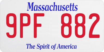 MA license plate 9PF882
